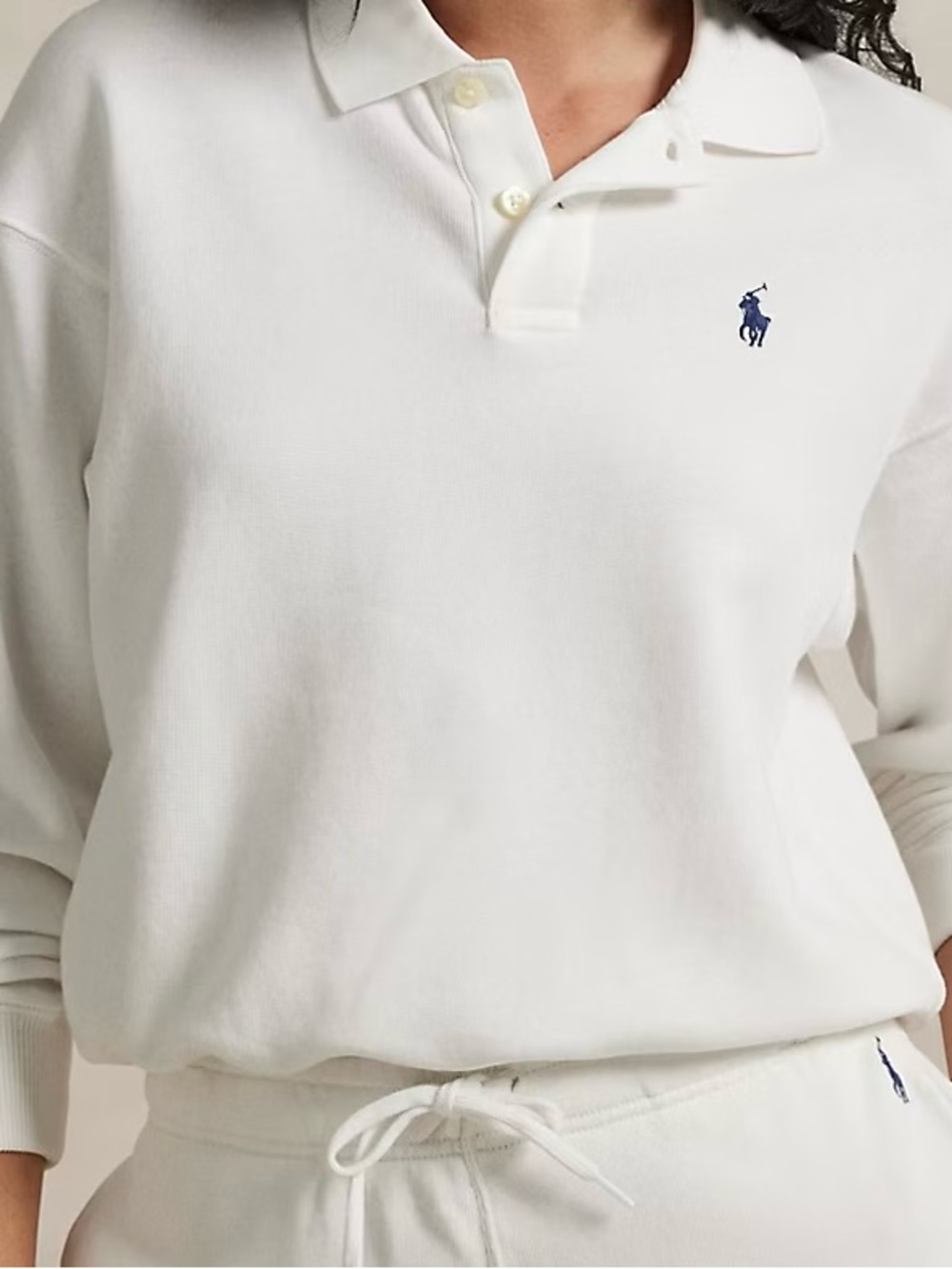 Polo Ralph Lauren Women's Lightweight Fleece Long Sleeve Polo White XL NWT $168